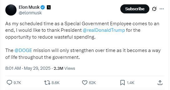 马斯克社交媒体截图