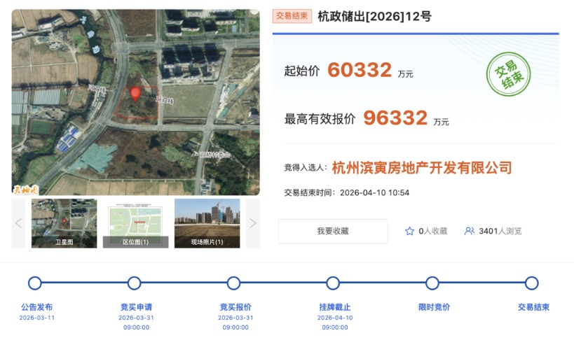 杭州土拍热度延续：滨江、绿城分食两宗宅地 西湖区地块溢价率近60%