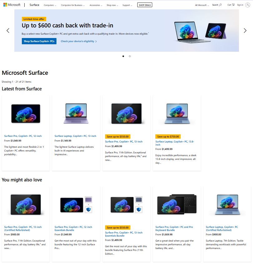 微软美区官网Surface全线暴涨：旗舰款起售价上调500美元