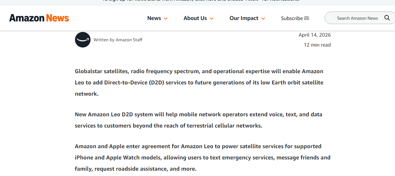亚马逊官网发布的新闻稿