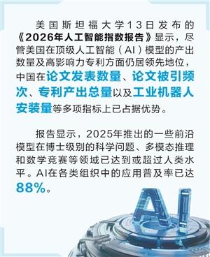 时报数说 | 斯坦福大学报告：中国多项AI指标占据优势