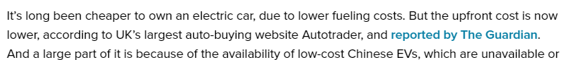 外媒：油价高企时代 人们更青睐中国的电动汽车
