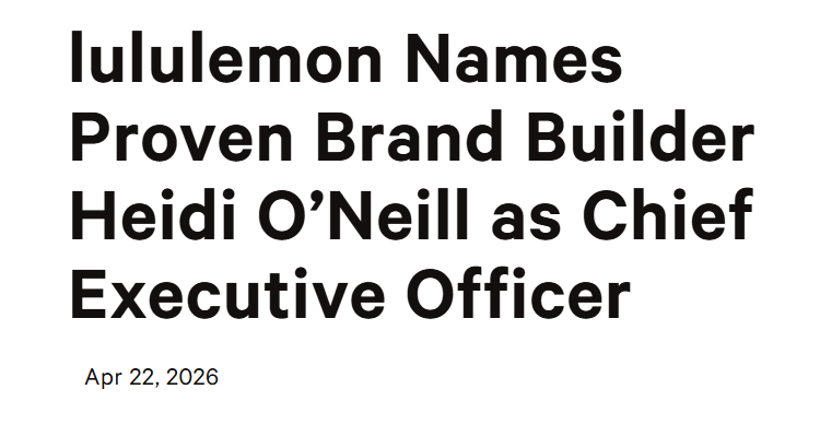 被创始人直指“迷失方向”，lululemon官宣将换帅，新CEO为耐克前高管