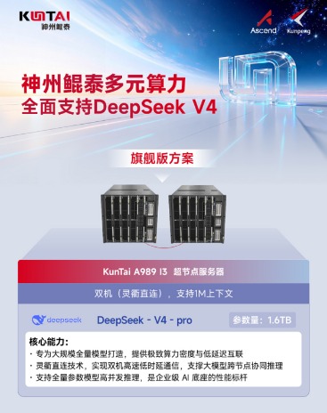 首发即支持 神州鲲泰升级发布DeepSeek V4私有化部署方案