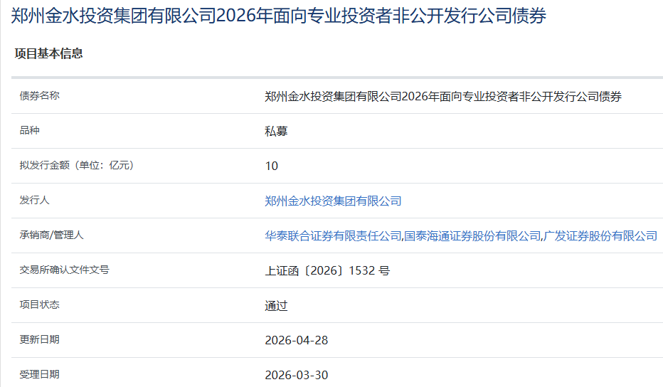 郑州金水投资集团拟发行10亿元公司债，获上交所通过