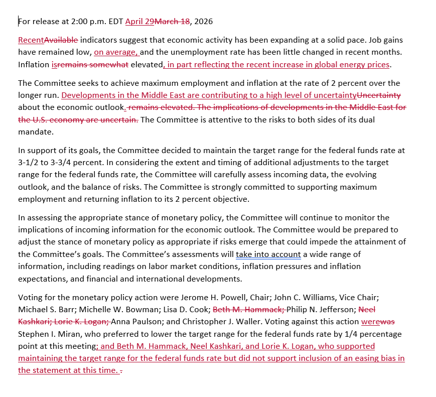 美联储如期维持利率不变 内部分歧创1992年以来新高